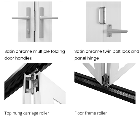 Multiple folding door hardware